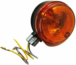 Blinker (Glas orange) rund komplett, Geh�use schwarz, vorne