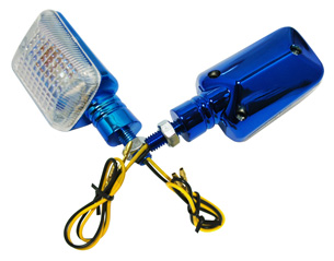Miniblinker 6V TKM-Racing, Version Race mit T�V, (Farbe: Metallic-Blau / Wei�)