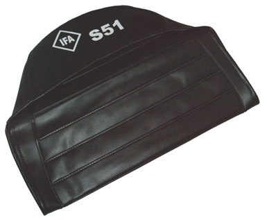 Sitzbankbezug Moped S50/S51/KR51/2, schwarz - abgesteppt/strukturiert (mit Aufdruck IFA S51)