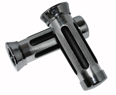Griffgummiset SRD-PRO verchromt (1 Paar) -Stripes- schwarz