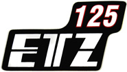 Bild vom Artikel Aufkleber f. Seitendeckel mit Aufschrift ETZ 125 (rot, schwarz, weiß)