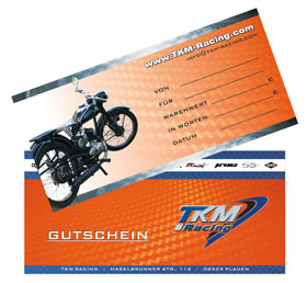Bild vom Artikel Geschenkgutschein (Warenwert 125,00 EURO) von TKM-Racing