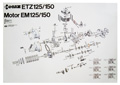 Bild vom Artikel MZ Explosionsdarstellung Motor f. ETZ125/ETZ150