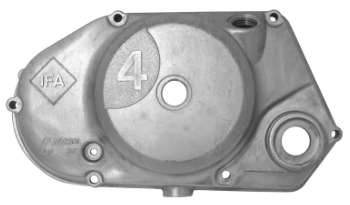 Bild vom Artikel Kupplungsdeckel Motor pass. f. KR51-2, S51, S70, SR50, SR80, S53, S83 (Aluminium silber) Ausführung für Drehzahlmesserantrieb mit Schriftzug