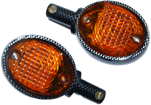 Bild vom Artikel Set Blinker, Lenkerblinkleuchten f. Vogelserie vorne (Glas orange, Gehäuse carbon) rund kpl.