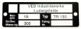 Bild vom Artikel Typenschild pass. f. Motorroller TR150 (Nachbau-Rahmenplakette)